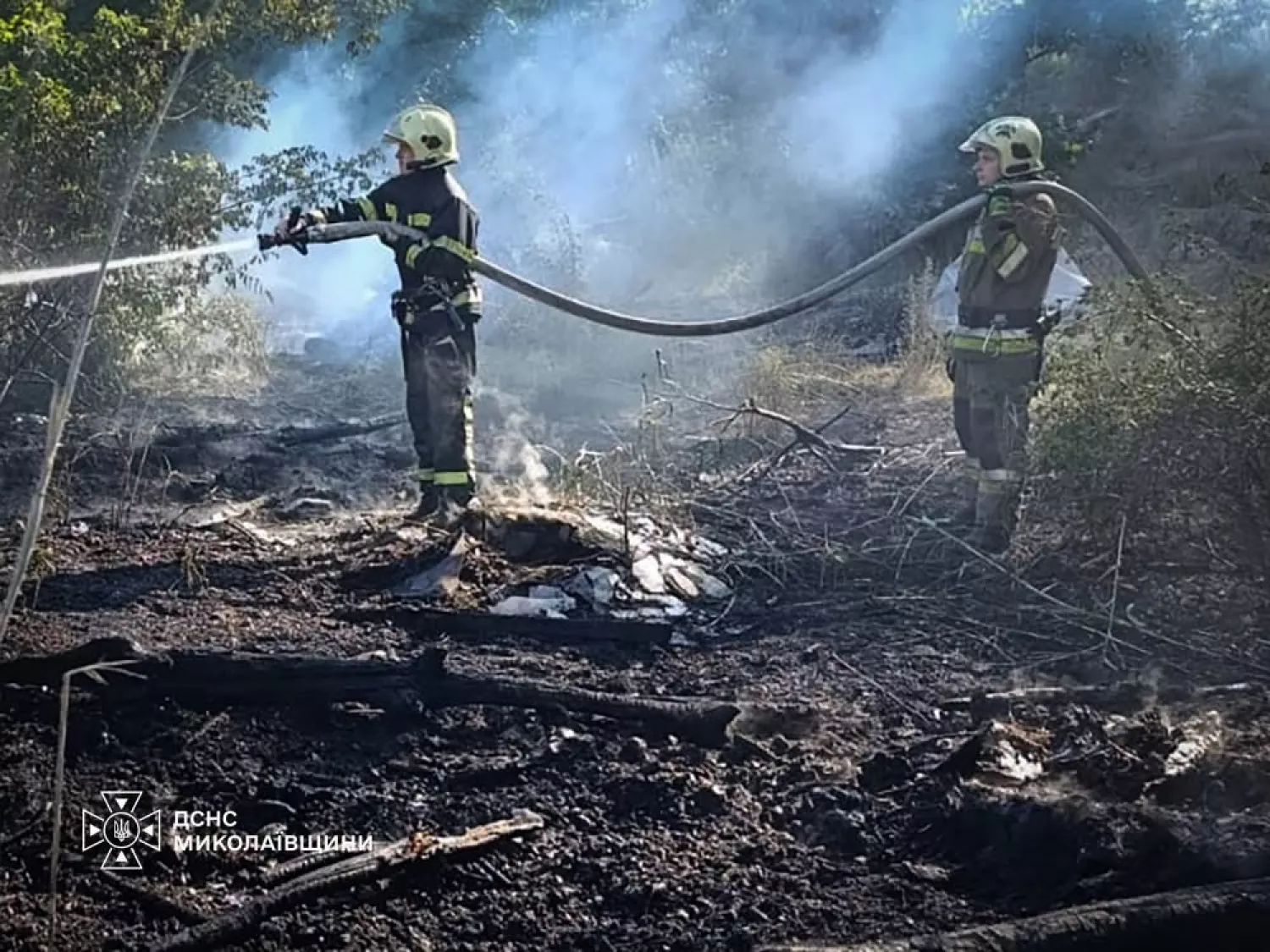Ліквідація пожежі в Миколаївській області. Фото: ДСНС Миколаївщини