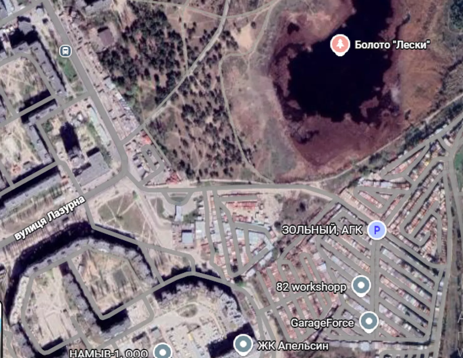 Гаражі біля парку. Скриншот Google maps