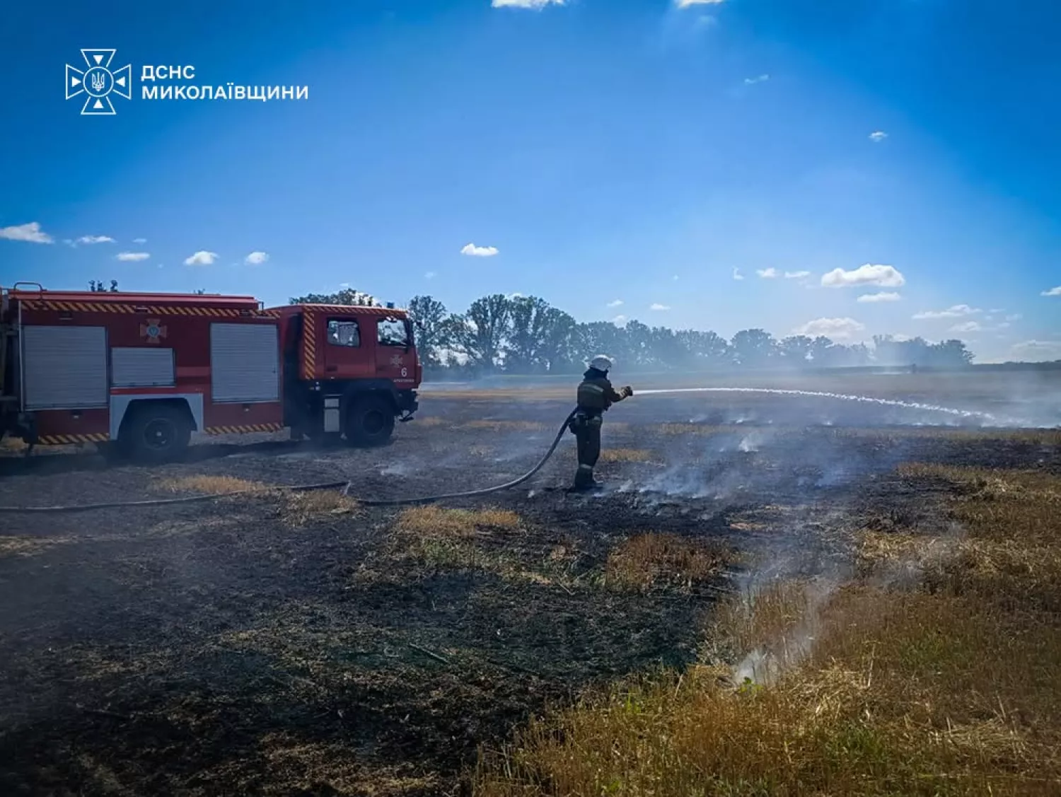 Ліквідація пожежі в Миколаївській області. Фото: ДСНС Миколаївщини