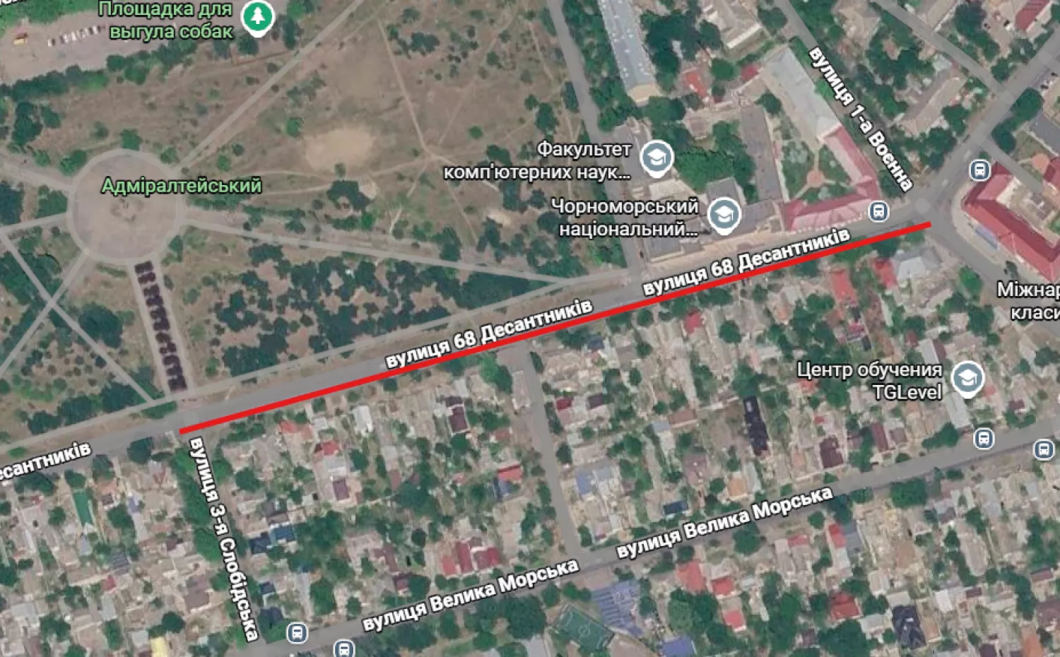 Ділянка, де обмежать рух транспорту. Скриншот Google maps