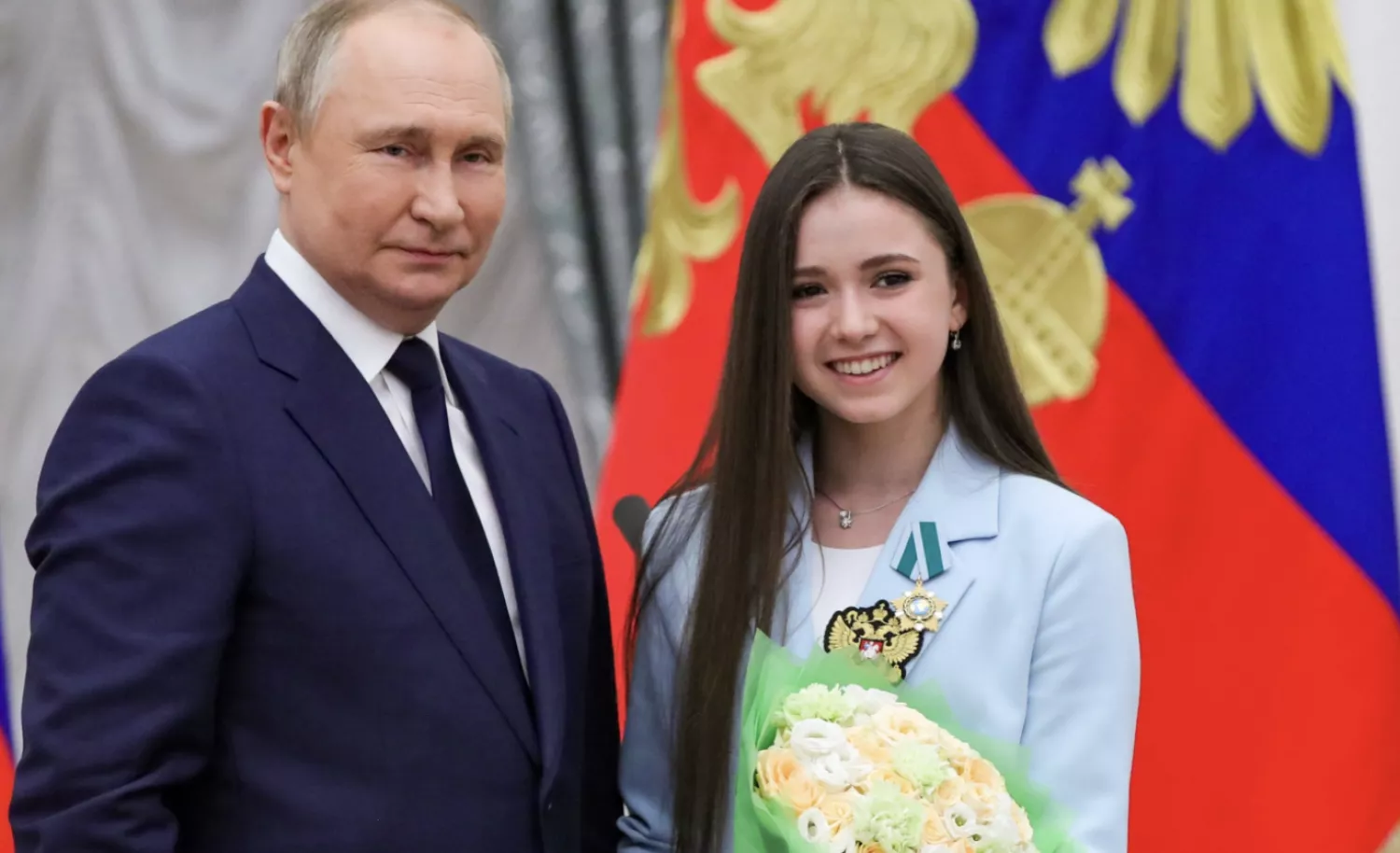 Володимир Путін і Каміла Валієва у Кремлі під час вручення ордена Дружби, 26 квітня 2022 року. Фото Getty Images