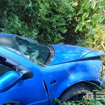 На Баштанщині Volkswagen злетів у кювет — травмувався підліток. Фото: ГУНП у Миколаївській області