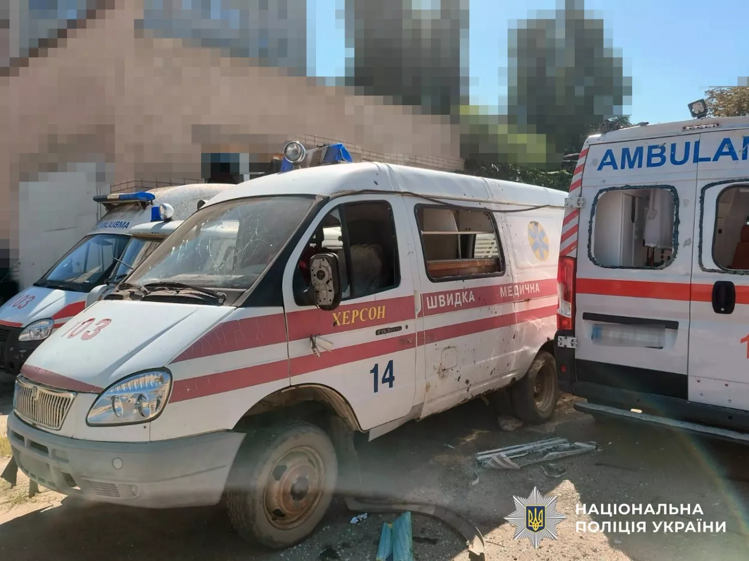 Наслідки обстрілу Херсонщини. Фото: Нацполіція