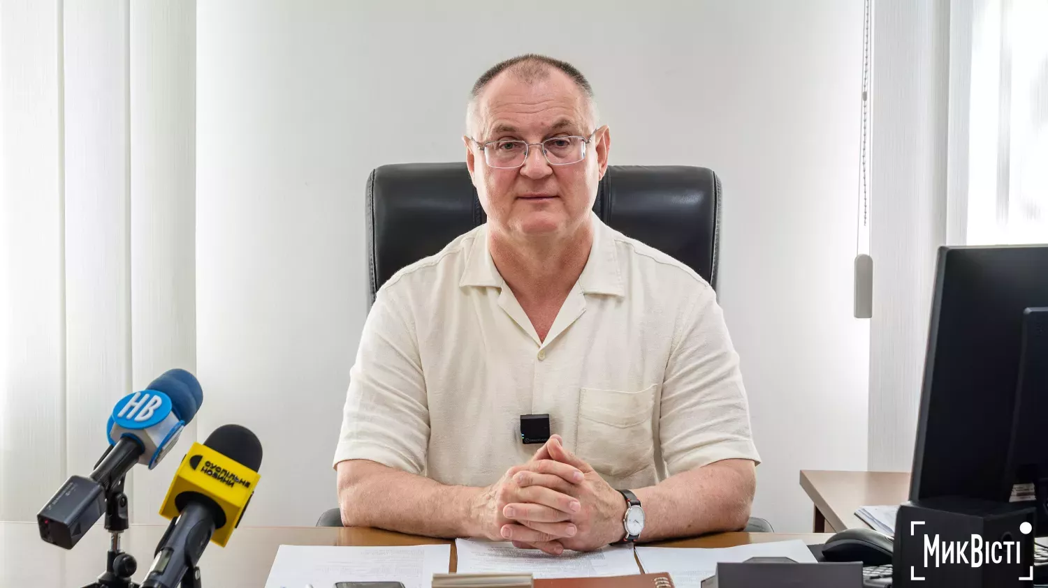 Директор КП «Миколаївводоканал» Геннадій Ізюмов під час брифінгу. Фото: МикВісті