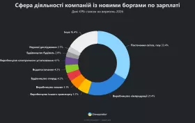 Сфера діяльності компаній із новими боргами по зарплаті. Інфографіка: Опендатабот