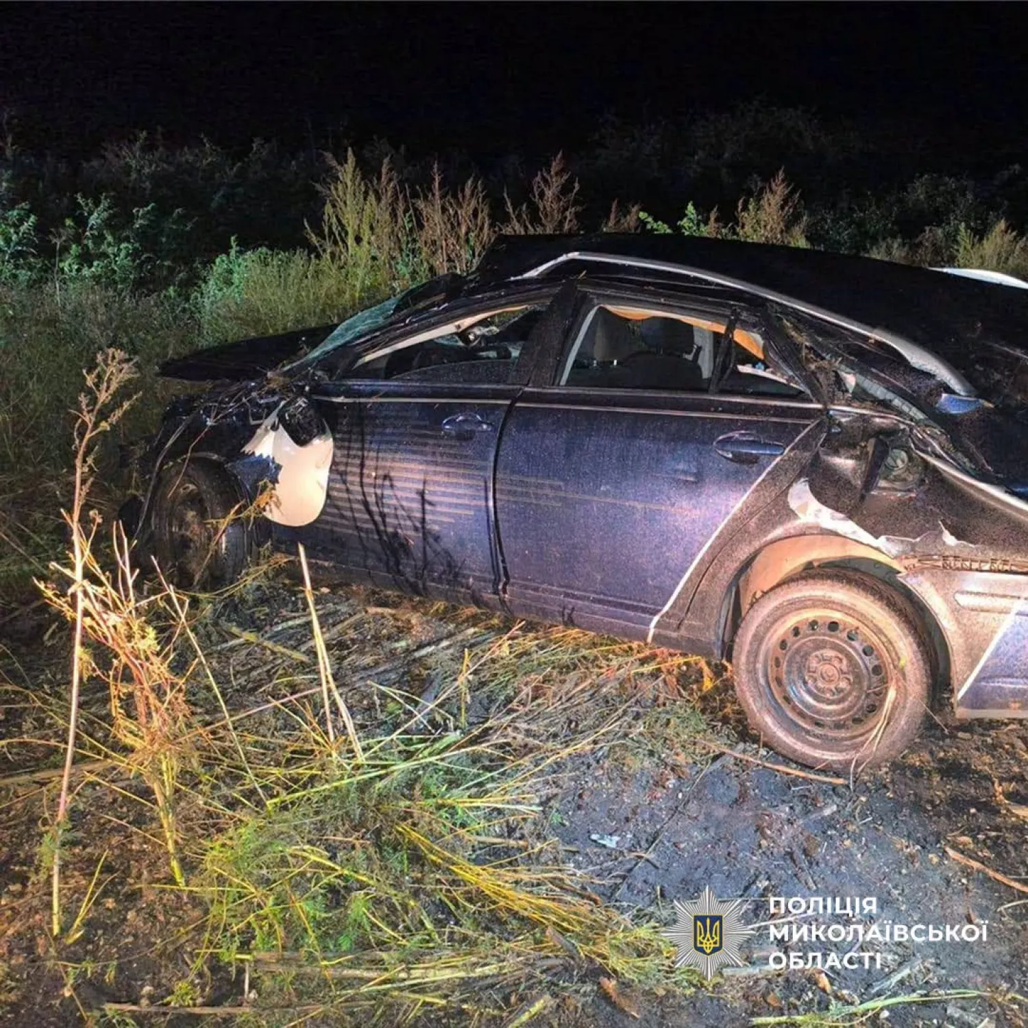 П’яний водій Toyota з’їхав у кювет, постраждала дівчинка. Фото: ГУНП Миколаївщини