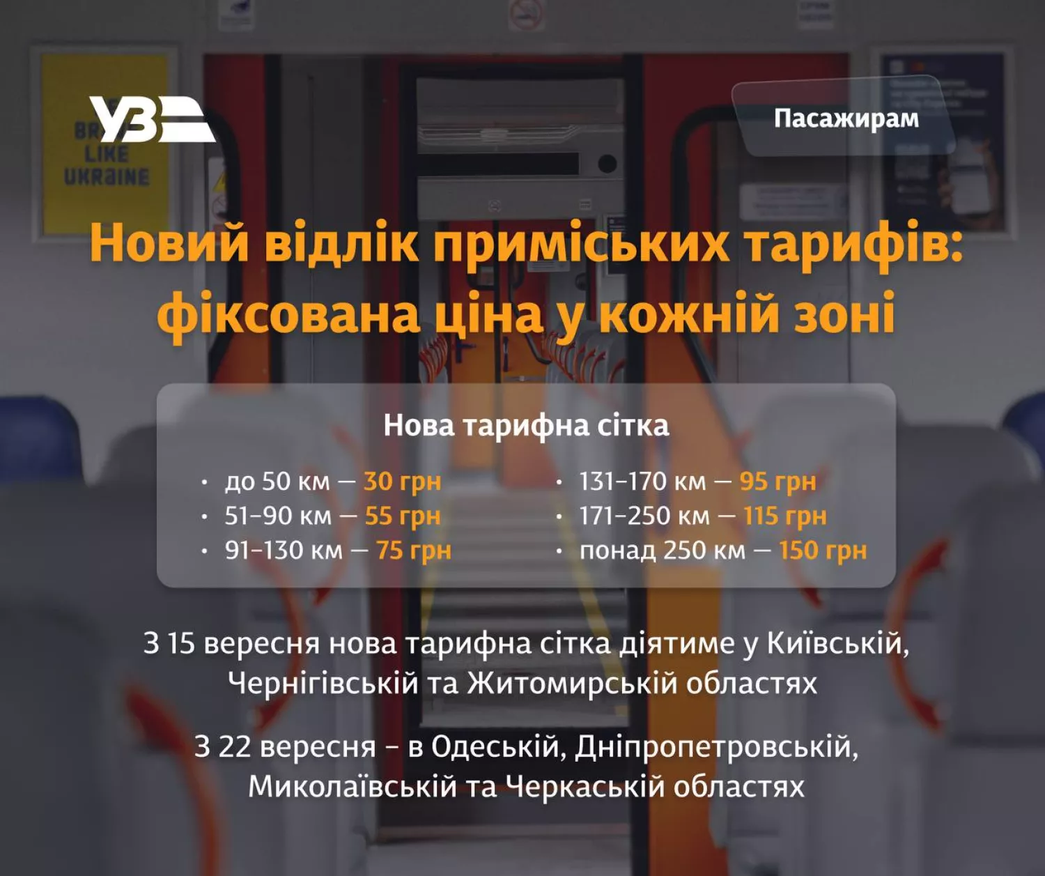 Укрзалізниця змінює тарифи на приміські поїзди